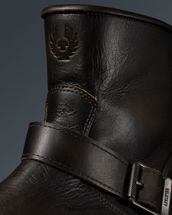 scarpa Belstaff stivali da moto trialmaster pelle spazzolata marrone uomini H2DD6J452