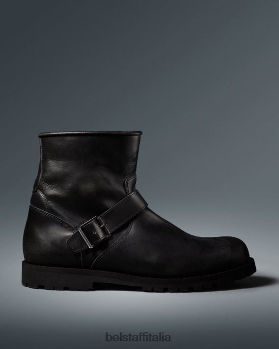 scarpa Belstaff stivali da moto trialmaster pelle spazzolata nera uomini H2DD6J453