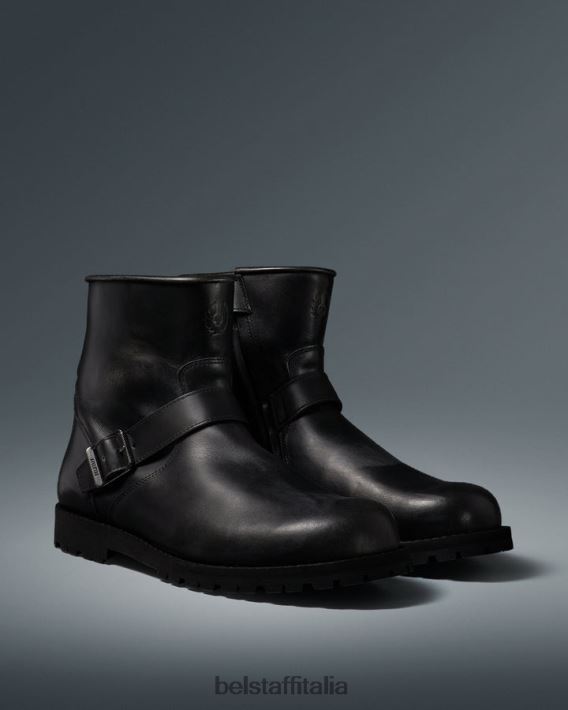 scarpa Belstaff stivali da moto trialmaster pelle spazzolata nera uomini H2DD6J453