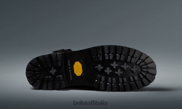 scarpa Belstaff stivali da moto trialmaster pelle spazzolata nera uomini H2DD6J453