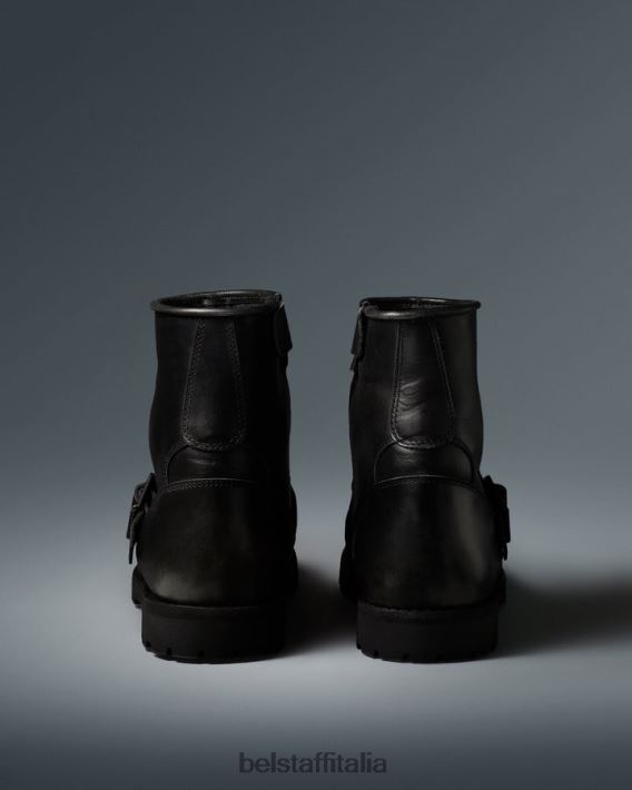 scarpa Belstaff stivali da moto trialmaster pelle spazzolata nera uomini H2DD6J453