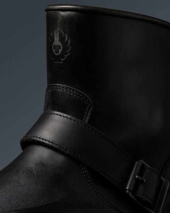 scarpa Belstaff stivali da moto trialmaster pelle spazzolata nera uomini H2DD6J453