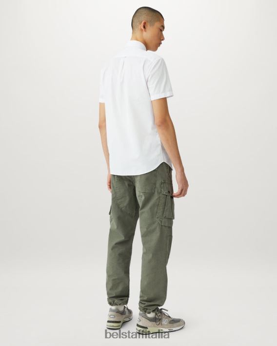 vestiario Belstaff camicia a maniche corte del campo twill di cotone bianco uomini H2DD6J130