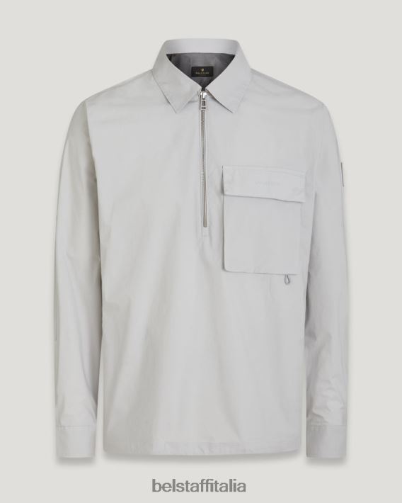 vestiario Belstaff camicia a punti popeline di cotone grigio perla uomini H2DD6J129