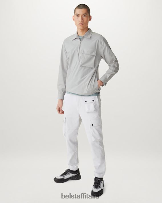 vestiario Belstaff camicia a punti popeline di cotone grigio perla uomini H2DD6J129