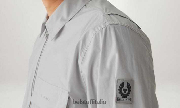 vestiario Belstaff camicia a punti popeline di cotone grigio perla uomini H2DD6J129