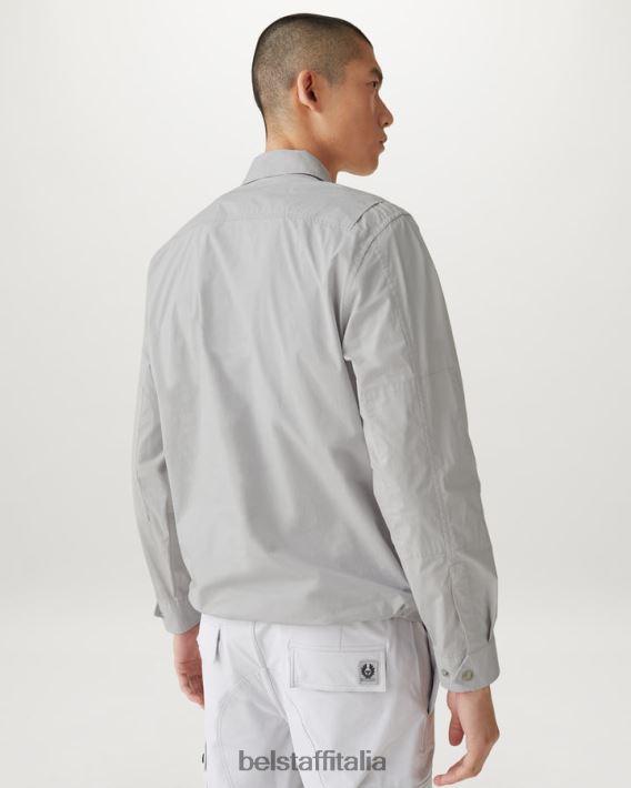 vestiario Belstaff camicia a punti popeline di cotone grigio perla uomini H2DD6J129