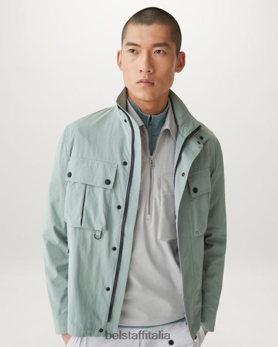 vestiario Belstaff camicia a punti popeline di cotone grigio perla uomini H2DD6J129