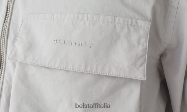vestiario Belstaff camicia a punti popeline di cotone grigio perla uomini H2DD6J129