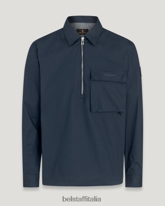 vestiario Belstaff camicia a punti popeline di cotone inchiostro scuro uomini H2DD6J131