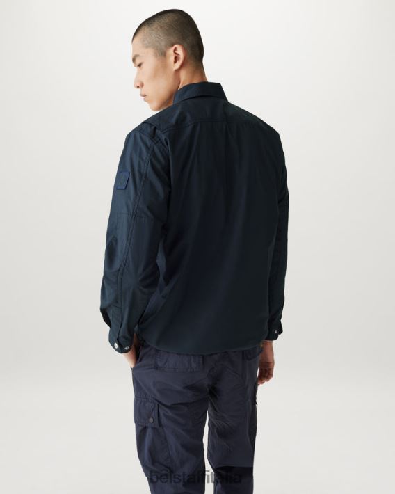 vestiario Belstaff camicia a punti popeline di cotone inchiostro scuro uomini H2DD6J131