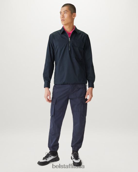 vestiario Belstaff camicia a punti popeline di cotone inchiostro scuro uomini H2DD6J131