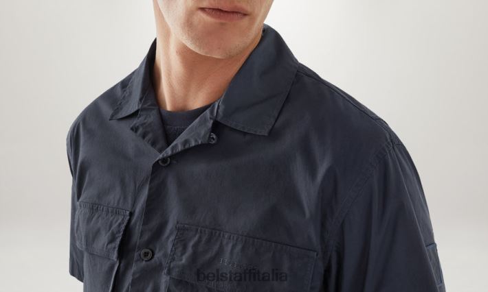 vestiario Belstaff camicia vagabonda popeline di cotone inchiostro scuro uomini H2DD6J133