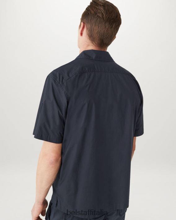 vestiario Belstaff camicia vagabonda popeline di cotone inchiostro scuro uomini H2DD6J133