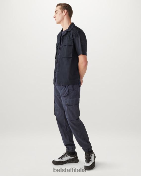 vestiario Belstaff camicia vagabonda popeline di cotone inchiostro scuro uomini H2DD6J133