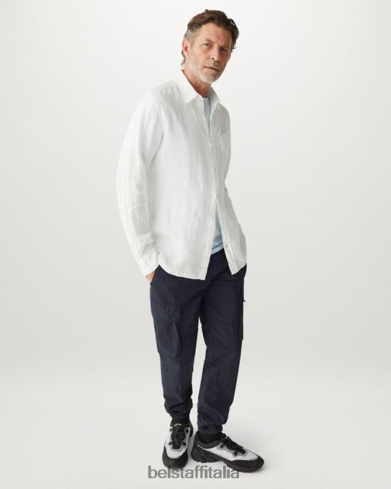 vestiario Belstaff maglia del campo lino tinto in capo bianco uomini H2DD6J135