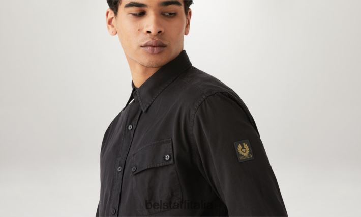 vestiario Belstaff maglia del campo twill di cotone nero uomini H2DD6J138