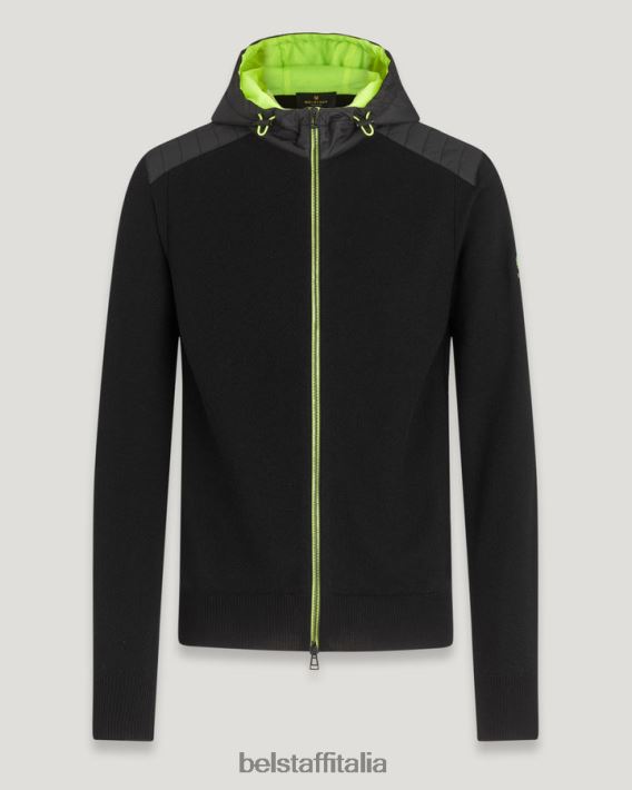 vestiario Belstaff Cardigan con cerniera Flash Aldington lana merino nera/giallo fluo uomini H2DD6J228