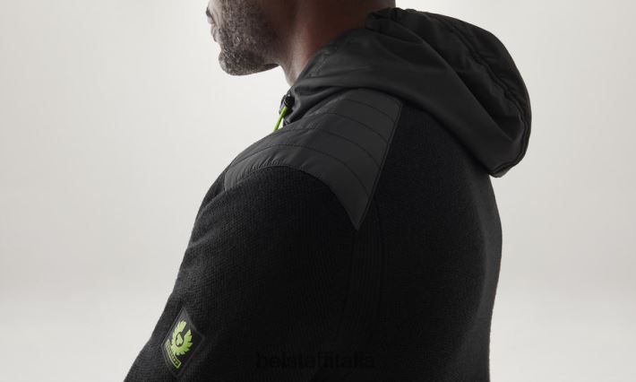 vestiario Belstaff Cardigan con cerniera Flash Aldington lana merino nera/giallo fluo uomini H2DD6J228