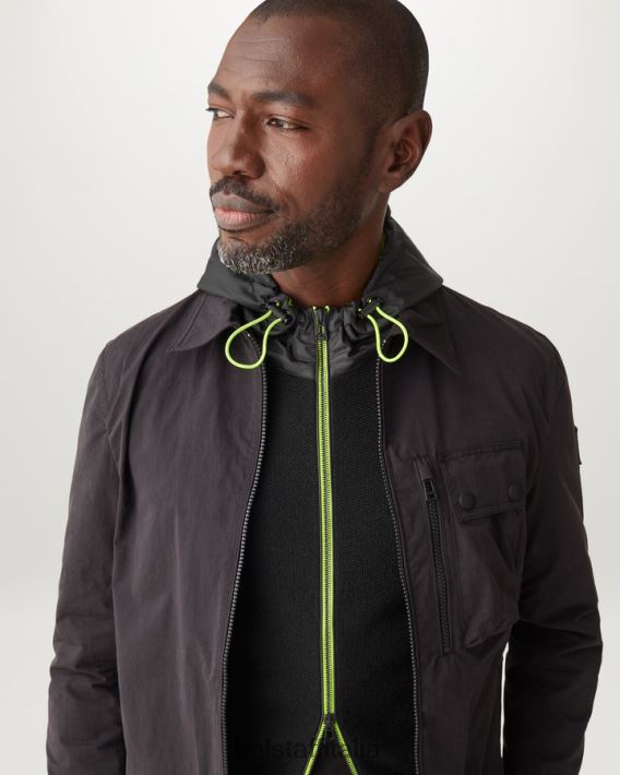 vestiario Belstaff Cardigan con cerniera Flash Aldington lana merino nera/giallo fluo uomini H2DD6J228