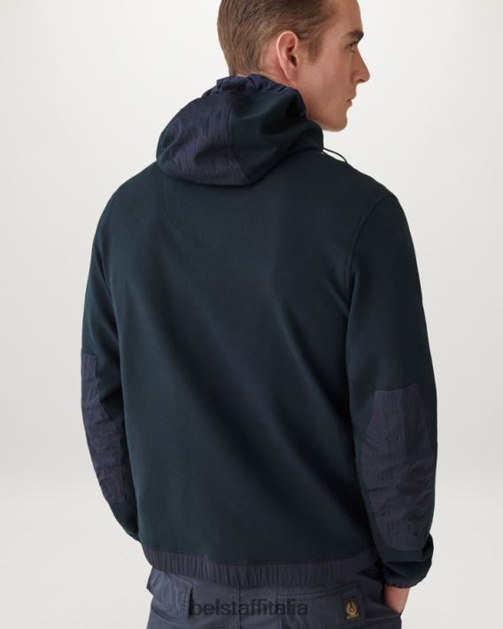 vestiario Belstaff Felpa con cappuccio e zip a un quarto inchiostro scuro in vello leggero uomini H2DD6J232