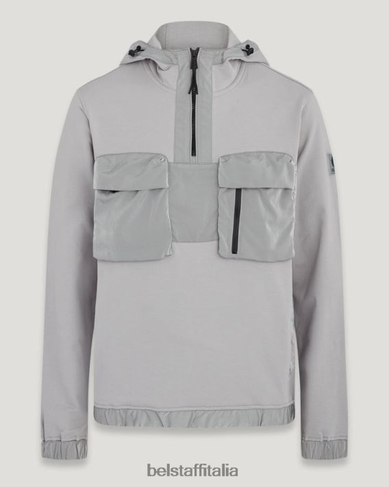 vestiario Belstaff Felpa con cappuccio e zip a un quarto pile leggero argento antico uomini H2DD6J267