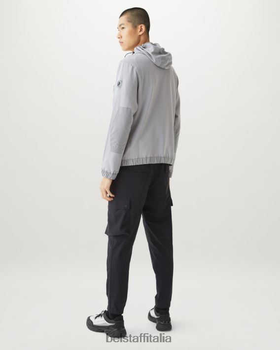 vestiario Belstaff Felpa con cappuccio e zip a un quarto pile leggero argento antico uomini H2DD6J267