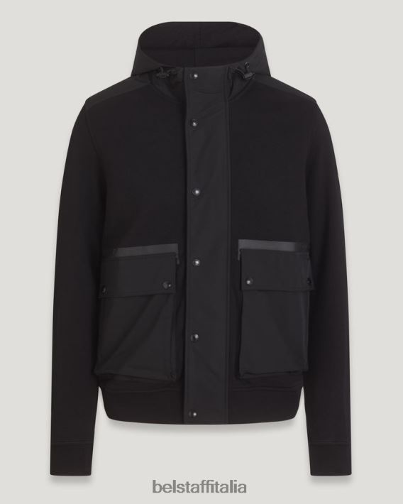 vestiario Belstaff Felpa con cappuccio e zip intera Wake pile di cotone asciutto nero uomini H2DD6J230