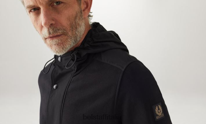vestiario Belstaff Felpa con cappuccio e zip intera Wake pile di cotone asciutto nero uomini H2DD6J230