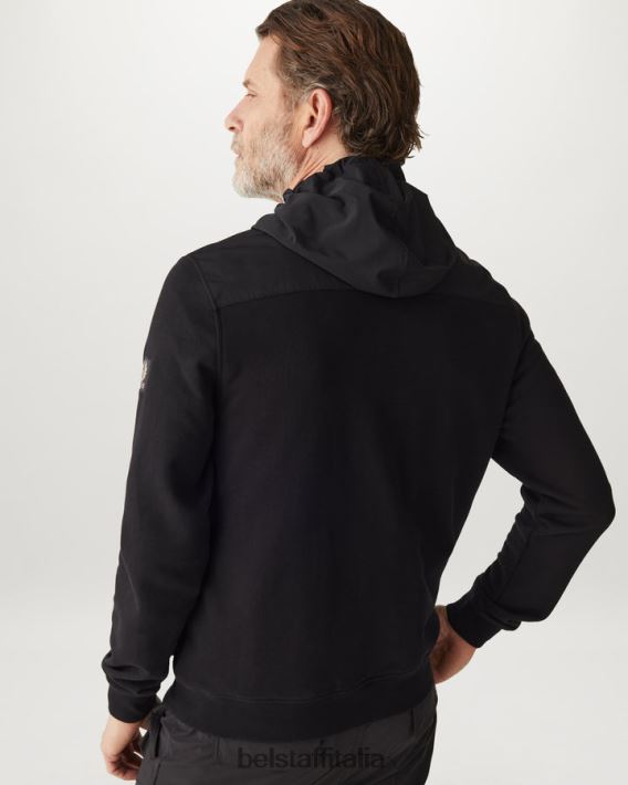 vestiario Belstaff Felpa con cappuccio e zip intera Wake pile di cotone asciutto nero uomini H2DD6J230