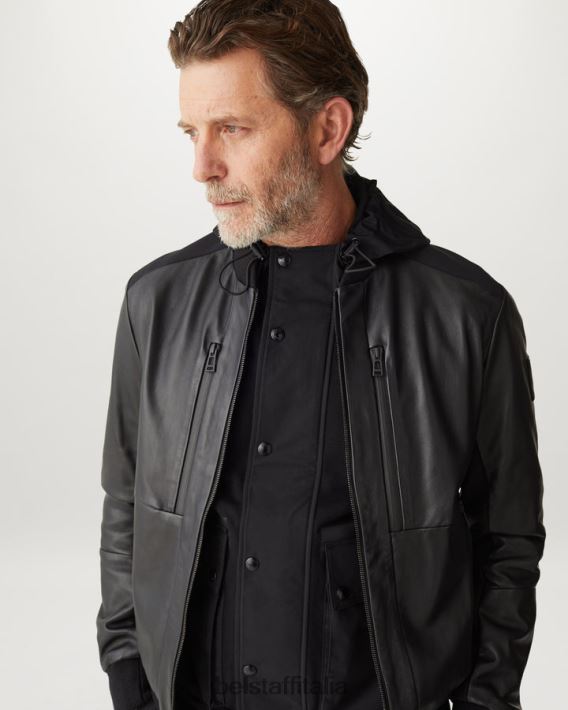 vestiario Belstaff Felpa con cappuccio e zip intera Wake pile di cotone asciutto nero uomini H2DD6J230