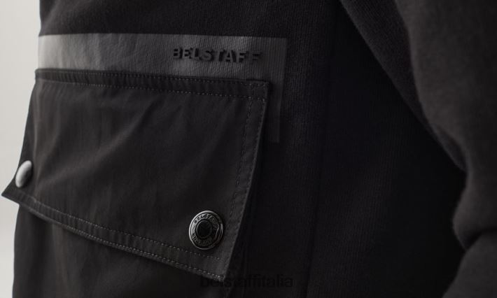 vestiario Belstaff Felpa con cappuccio e zip intera Wake pile di cotone asciutto nero uomini H2DD6J230