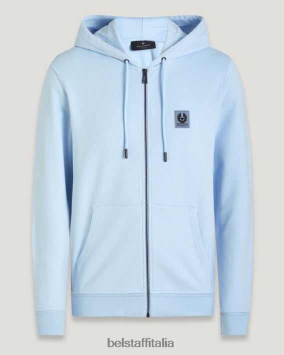 vestiario Belstaff felpa con cappuccio con cerniera intera felpa di cotone celeste uomini H2DD6J237
