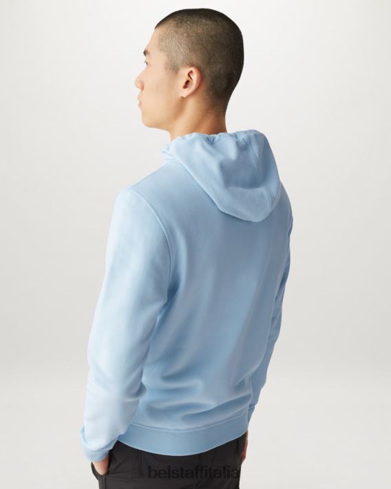 vestiario Belstaff felpa con cappuccio con cerniera intera felpa di cotone celeste uomini H2DD6J237