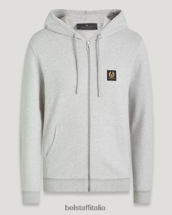 vestiario Belstaff felpa con cappuccio con cerniera intera pile di cotone vecchio argento erica uomini H2DD6J257