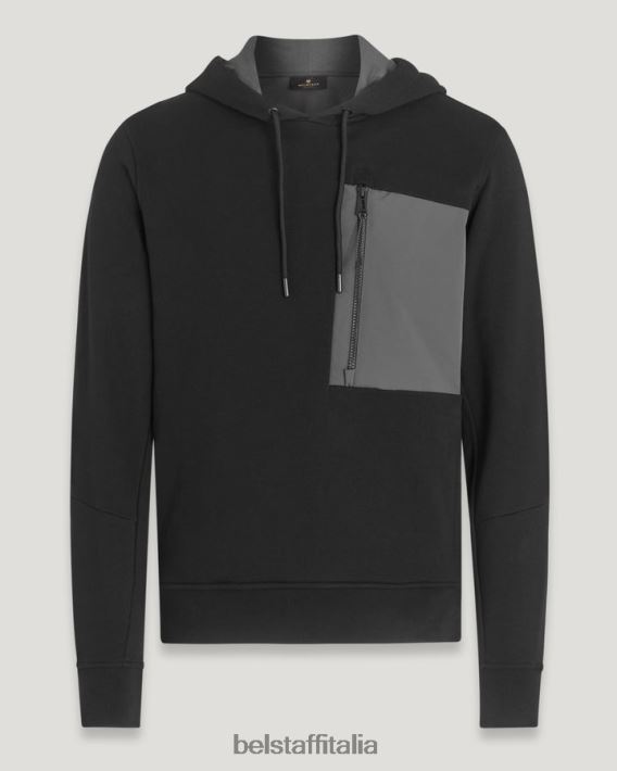 vestiario Belstaff felpa con cappuccio della zattera pile di cotone asciutto nero uomini H2DD6J217