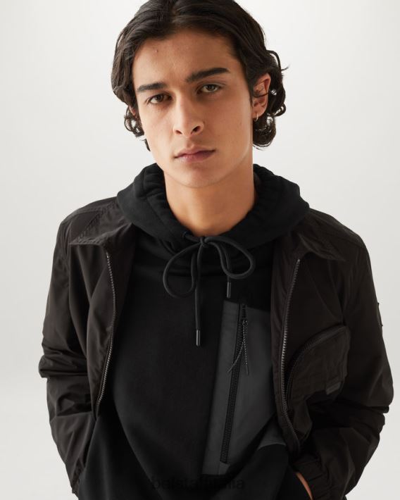 vestiario Belstaff felpa con cappuccio della zattera pile di cotone asciutto nero uomini H2DD6J217