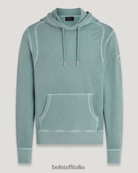 vestiario Belstaff felpa con cappuccio pile leggero tinto in capo verde acciaio uomini H2DD6J233
