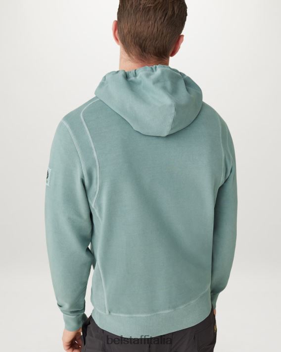 vestiario Belstaff felpa con cappuccio pile leggero tinto in capo verde acciaio uomini H2DD6J233