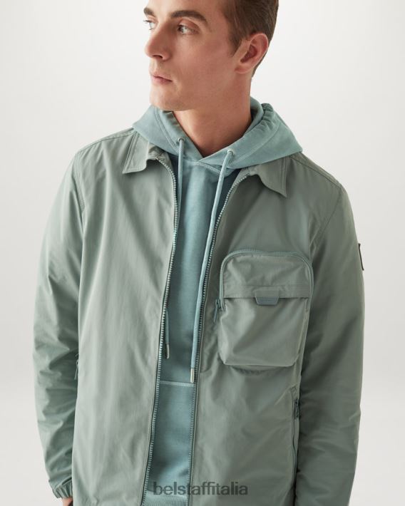 vestiario Belstaff felpa con cappuccio pile leggero tinto in capo verde acciaio uomini H2DD6J233