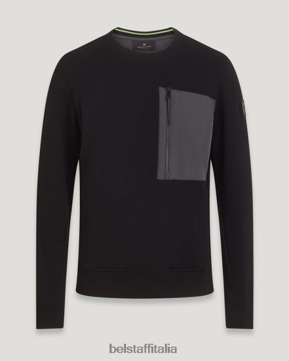 vestiario Belstaff felpa con raggio pile di cotone asciutto nero uomini H2DD6J222