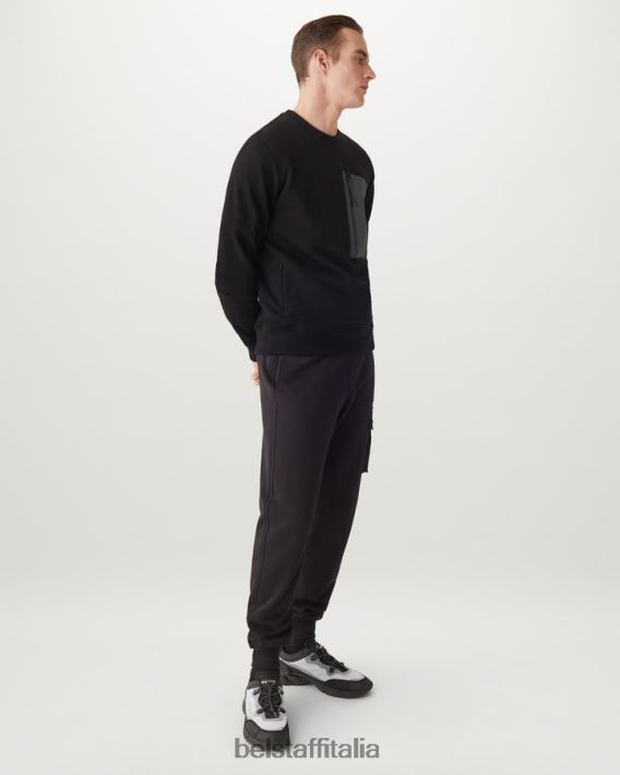 vestiario Belstaff felpa con raggio pile di cotone asciutto nero uomini H2DD6J222