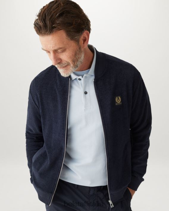 vestiario Belstaff felpa con zip a farfalla spugna inchiostro scuro uomini H2DD6J231