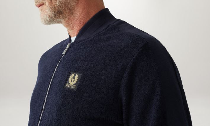 vestiario Belstaff felpa con zip a farfalla spugna inchiostro scuro uomini H2DD6J231