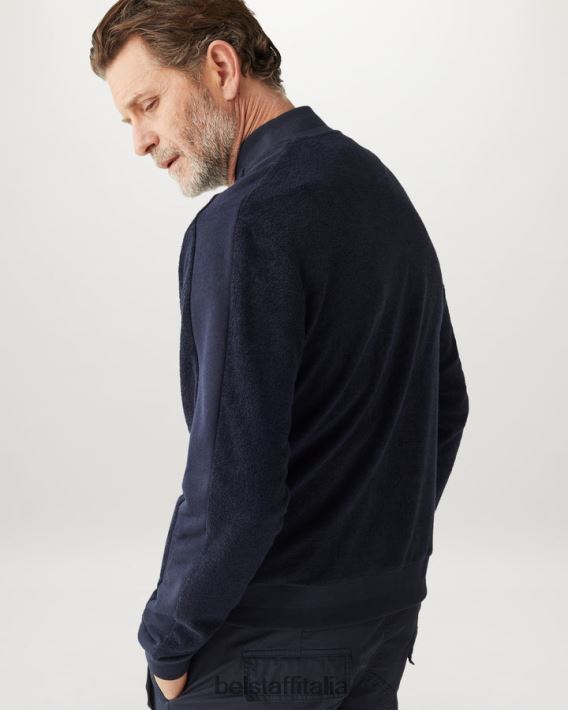 vestiario Belstaff felpa con zip a farfalla spugna inchiostro scuro uomini H2DD6J231