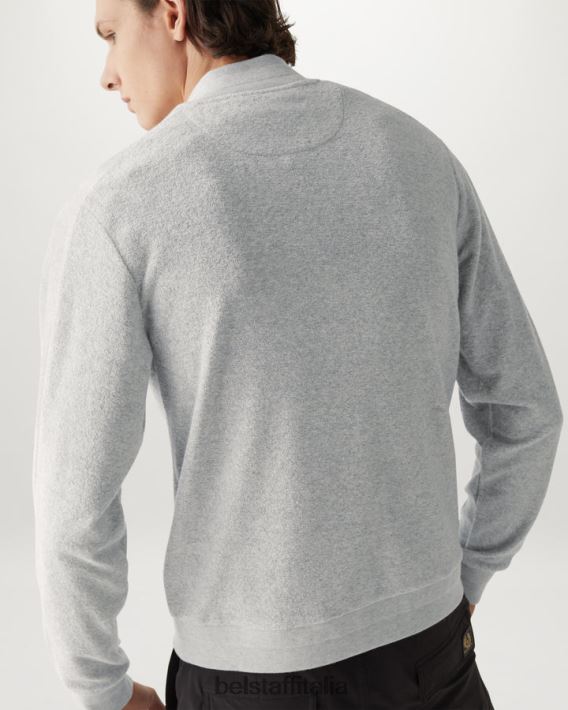 vestiario Belstaff felpa con zip a farfalla spugna vecchia erica argentata uomini H2DD6J226