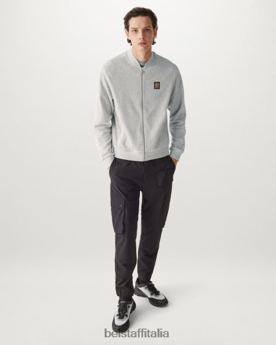 vestiario Belstaff felpa con zip a farfalla spugna vecchia erica argentata uomini H2DD6J226