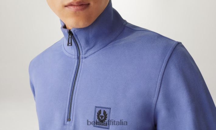 vestiario Belstaff felpa con zip a un quarto cotone felpato color malva uomini H2DD6J243