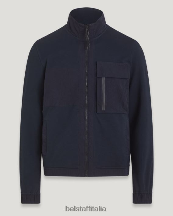 vestiario Belstaff felpa con zip intera Seal inchiostro scuro in vello leggero uomini H2DD6J224