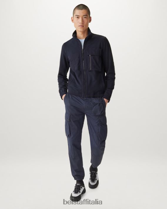 vestiario Belstaff felpa con zip intera Seal inchiostro scuro in vello leggero uomini H2DD6J224